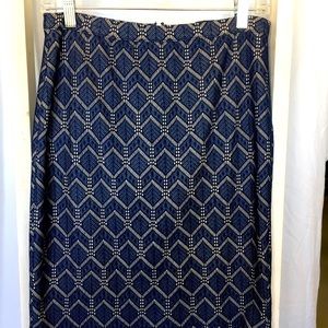 Pencil Skirt - Size 4 - The Limited - Blue crochet overlay neutral underlay